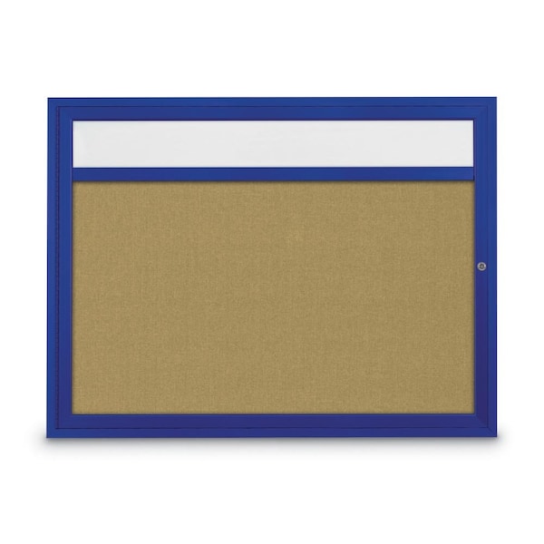 Slim Enclosed Corkboard, 30"x36", Satin Alum Frame/Buff